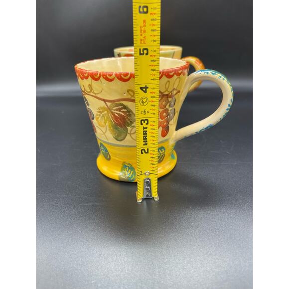 Vintage Italica ARS Pottery Set of 2 Mugs Hand Painted Italy Chip *See photo - Picture 6 of 7